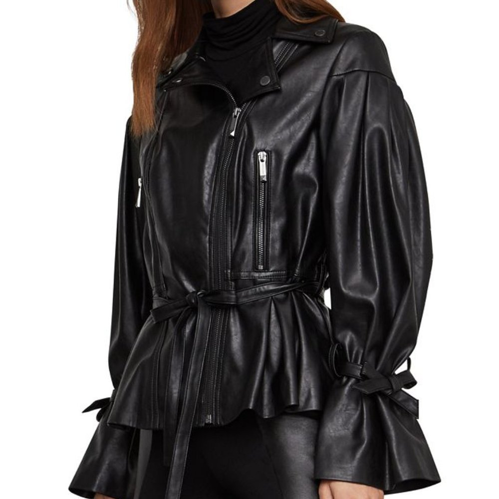 BCBGMaxAzria Woman Faux-Leather Moto Jacket🤩🤩🤩🤩🤩